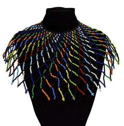 Resin Big Long Bohemian Colorful Necklace For Women Acrylic Beaded Multilayer Collier Necklace  African Egyptian Indian Jewelry