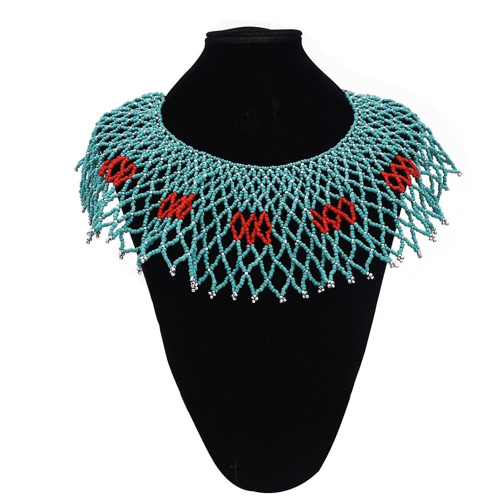 Resin Big Long Bohemian Colorful Necklace For Women Acrylic Beaded Multilayer Collier Necklace  African Egyptian Indian Jewelry