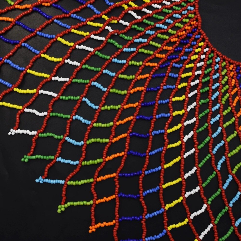 Resin Big Long Bohemian Colorful Necklace For Women Acrylic Beaded Multilayer Collier Necklace  African Egyptian Indian Jewelry