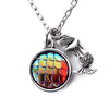 Resin Cabochon Fish Scale Mermaid Pendant Necklace Charming AB Rainbow Color Bohemia Woman Neckalce Collares Jewelry Accessories