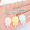 Resin Candy Color Bow Lollipop Pendant Necklace Children BFF 5 Friends Forever Friendship Jewelry Gifts For Kids