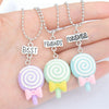 Resin Candy Color Bow Lollipop Pendant Necklace Children BFF 5 Friends Forever Friendship Jewelry Gifts For Kids