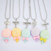 Resin Candy Color Bow Lollipop Pendant Necklace Children BFF 5 Friends Forever Friendship Jewelry Gifts For Kids