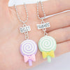 Resin Candy Color Bow Lollipop Pendant Necklace Children BFF 5 Friends Forever Friendship Jewelry Gifts For Kids