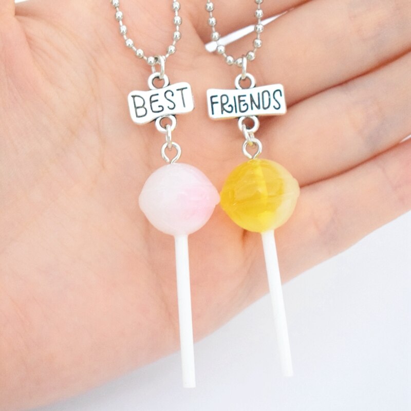 Resin Candy Color Lollipop Pendant Necklace Children BFF 5 Friends Forever Friendship Jewelry Gifts For Kids