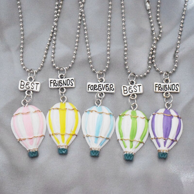 Resin Air Balloon Pendant Necklace Children BFF 5 Friends Forever Friendship Jewelry Birthday Gifts For Kids