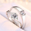 Resizable Zircon Love Ring Silver Wedding Rings for Men and Women 925 Sterling Silver Rings Set for Couples for Engagement