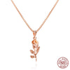 Retro 925 Sterling Silver Rose Flower Pendant Necklaces Gold Color Rose Charm Necklace Jewelry Women Girls Wholesale Gift zk30