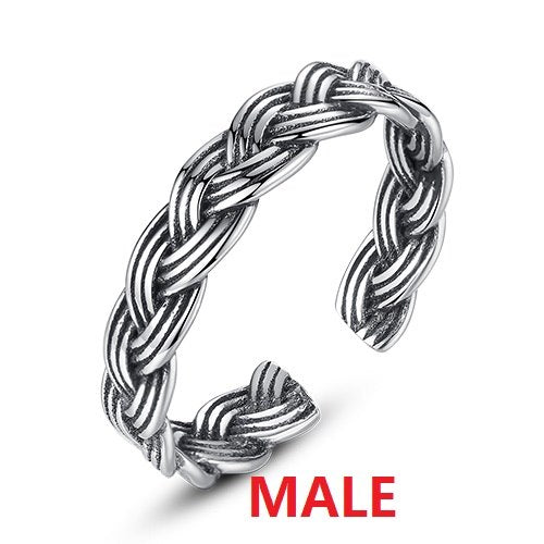 Retro 925 Sterling Silver Twist Simple Couple Rings Solid Vintage Rings Fashion Jewelry Lovers Rings for Women Men