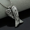 Retro Angel Wings Pendants Necklace Silver Color Bead Chain Antique Silver Feather Pendants Necklace Mens Womens Jewelry Gift