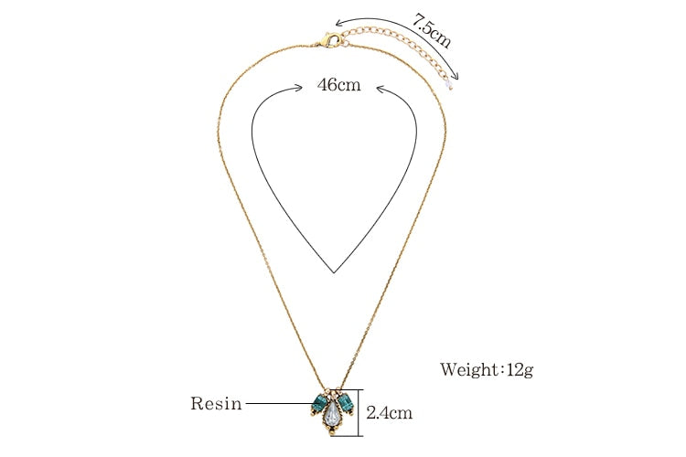 Retro Choker Chains Minimalist Green Red Square Pendant Necklace Simple Design For Women Handmade Jewelry Accessory