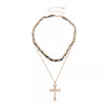 Retro Cross Multilayer Pendant Necklace Trend Punk Gothic Black Belt Neckband Metal Thick Chain Ladies Accessories