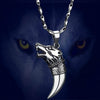 Retro Cupronickel Silver Plated Necklace Wolf's Fang Carving Wolf Pendant Sweater Chain for Charms Lucky Jewelry
