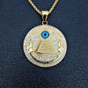 Retro Egyptian Pyramid Eye of Horus Pattern Pendant Necklace Men's Necklace Round Sliding Necklace Pendant Accessories Jewelry