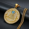 Retro Egyptian Pyramid Eye of Horus Pattern Pendant Necklace Men's Necklace Round Sliding Necklace Pendant Accessories Jewelry