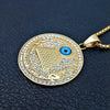 Retro Egyptian Pyramid Eye of Horus Pattern Pendant Necklace Men's Necklace Round Sliding Necklace Pendant Accessories Jewelry