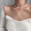 Retro Girl Palace Hollow Love Cross Pendant Pearl Necklace Chocker Clavicle Chain Necklace Jewelry for Women Beads 2021