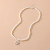 Retro Girl Palace Hollow Love Cross Pendant Pearl Necklace Chocker Clavicle Chain Necklace Jewelry for Women Beads 2021