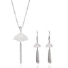 Retro Health Fan Tassel Earrings,Necklace Stainless Steel Jewelry Sets For Women Vintage Charming Design 2020 New Fashion