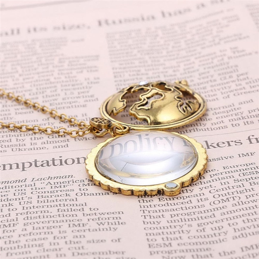 Retro Map Shocking Show Magnifier Pendant Necklace Magnify Glass Reeding Decorative Monocle Gold Color Necklace
