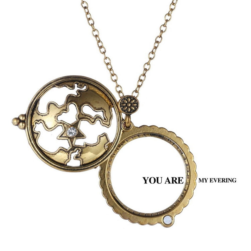 Retro Map Shocking Show Magnifier Pendant Necklace Magnify Glass Reeding Decorative Monocle Gold Color Necklace