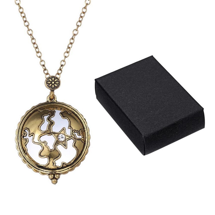 Retro Map Shocking Show Magnifier Pendant Necklace Magnify Glass Reeding Decorative Monocle Gold Color Necklace