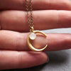 Retro Moon Modeling Nationality Wind Moonstone Pendant Water Wave Chain Alloy Material Necklace