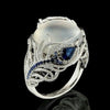 Retro Moonstone ring blue zircon flower ornaments stainless steel brand jewelry butterfly ring