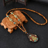 Retro Nepal Beads Long Sweater Necklace Elephant Ganesha Buddhist Prayer Necklace Meditation Spiritual Lucky Amulet Jewelry