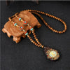 Retro Nepal Beads Long Sweater Necklace Elephant Ganesha Buddhist Prayer Necklace Meditation Spiritual Lucky Amulet Jewelry