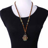 Retro Nepal Beads Long Sweater Necklace Elephant Ganesha Buddhist Prayer Necklace Meditation Spiritual Lucky Amulet Jewelry