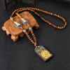 Retro Nepal Beads Long Sweater Necklace Elephant Ganesha Buddhist Prayer Necklace Meditation Spiritual Lucky Amulet Jewelry