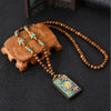 Retro Nepal Beads Long Sweater Necklace Elephant Ganesha Buddhist Prayer Necklace Meditation Spiritual Lucky Amulet Jewelry