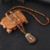 Retro Nepal Beads Long Sweater Necklace Elephant Ganesha Buddhist Prayer Necklace Meditation Spiritual Lucky Amulet Jewelry