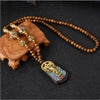 Retro Nepal Beads Long Sweater Necklace Elephant Ganesha Buddhist Prayer Necklace Meditation Spiritual Lucky Amulet Jewelry