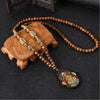 Retro Nepal Beads Long Sweater Necklace Elephant Ganesha Buddhist Prayer Necklace Meditation Spiritual Lucky Amulet Jewelry