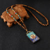 Retro Nepal Beads Long Sweater Necklace Elephant Ganesha Buddhist Prayer Necklace Meditation Spiritual Lucky Amulet Jewelry