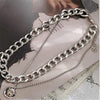 Retro Portrait Exaggerated Thick Chain Necklace Double Layer Cool Chain Hip Hop Necklace Short Clavicle Chain