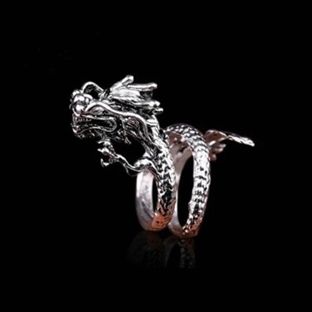 Retro Punk Snake Ring for Men Women Exaggerated Antique Siver Color  Personality Stereoscopic Opening Adjustable Rings