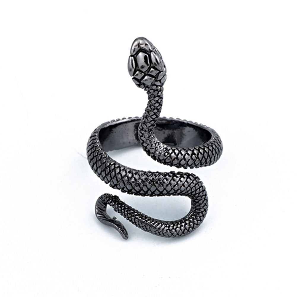 Retro Punk Snake Ring for Men Women Exaggerated Antique Siver Color  Personality Stereoscopic Opening Adjustable Rings