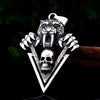 Retro Saber-Toothed Tiger Skull Pendant Necklace Men's Necklace Metal Sliding Triangle Skull Necklace Pendant Accessory Jewelry
