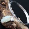 Retro Silver Decoration Natural Hetian Jade Handmade Silver Bangle Lotus Ring Multi-Purpose S925 Sterling Silver Bangle Women