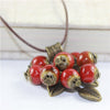 Retro Simple Ethnic Ceramic Beads Necklaces For Women Cherry Necklace Pendant Jewelry Accessories