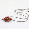 Retro Simple Ethnic Ceramic Beads Necklaces For Women Cherry Necklace Pendant Jewelry Accessories