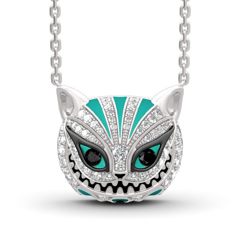 Retro Skull Cat Necklace Rhinestone Drop Glaze Pendant Necklace Halloween Necklace Jewelry Gifts for Men Women