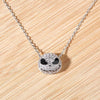 Retro Skull Cat Necklace Rhinestone Drop Glaze Pendant Necklace Halloween Necklace Jewelry Gifts for Men Women