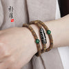 Retro Strand Bracelets Palo Santo Wood and Natural Stone Nine Eyes Dzi Ethnic Style with Green Stone Vintage Jewelry