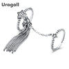 Retro Style Sterling Silver Star & Tassel CZ Double Layer Finger Ring for Women Fashion Silver Jewelry Gift