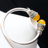 Retro Thai Silver Jewelry Wholesale Hand-Made Natural Topaz Silver Bangle S925 Sterling Silver Fashion Women Bangle
