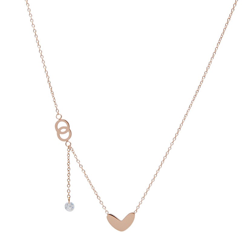 Retro Titanium Steel Heart Necklace For Women Classic Gold Color French Statement Temparement Charms Chain Jewelry Shopping Gift